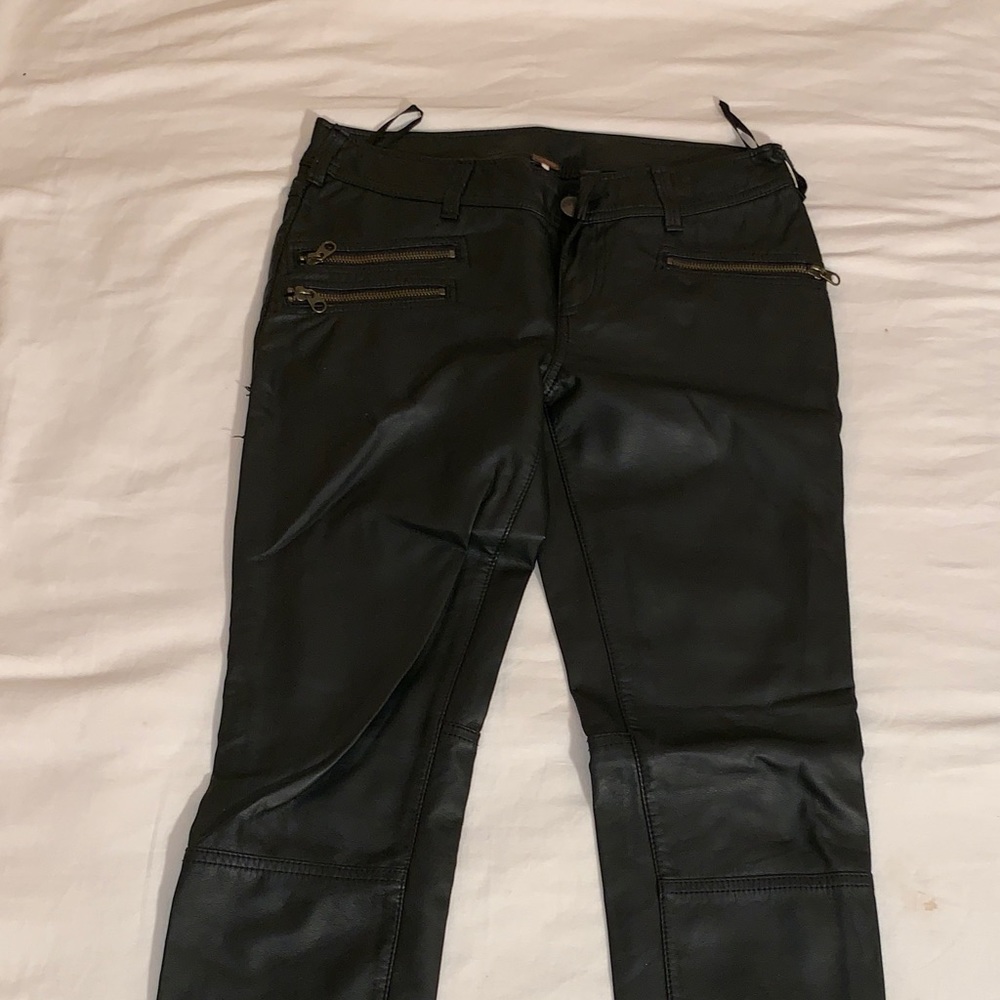 Vegan leather free people zipper Moro pant